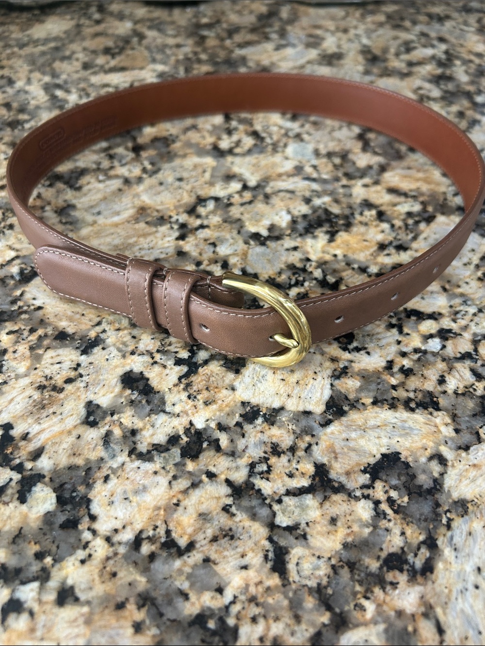 Coach  Petite Tan Leather Belt with Gold-Tone Rounded Buckle